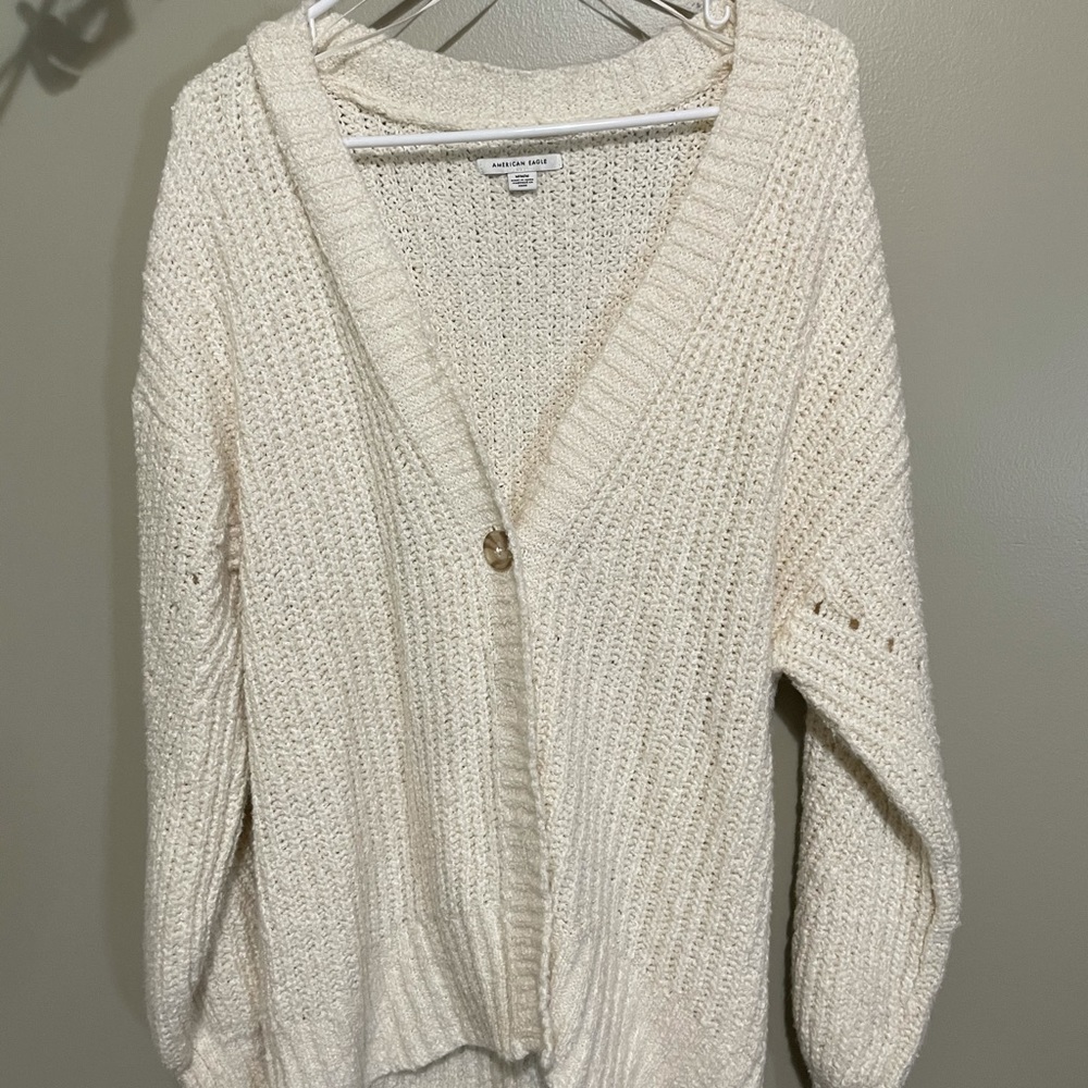 Cream Oversized Fit Cardigan from American Eagle